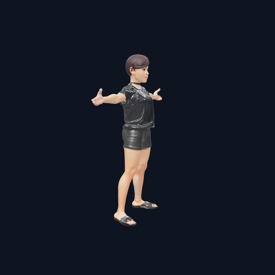 Stylish Shorthaired Female D Character Model Rigged and Animated